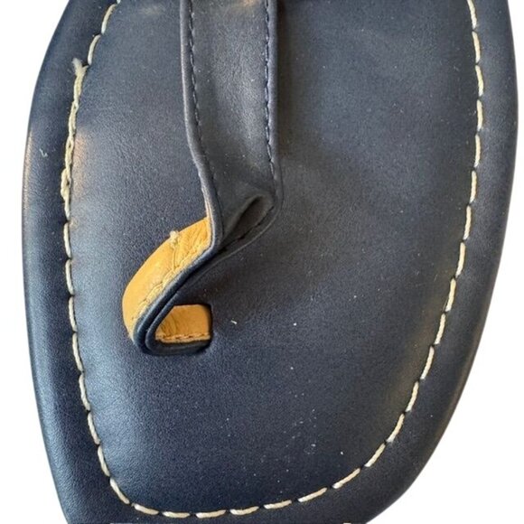 C. Wonder Womens Navy Leather Sandals W/ Gold Accent & Striped Fabric Detail Siz - Picture 3 of 8